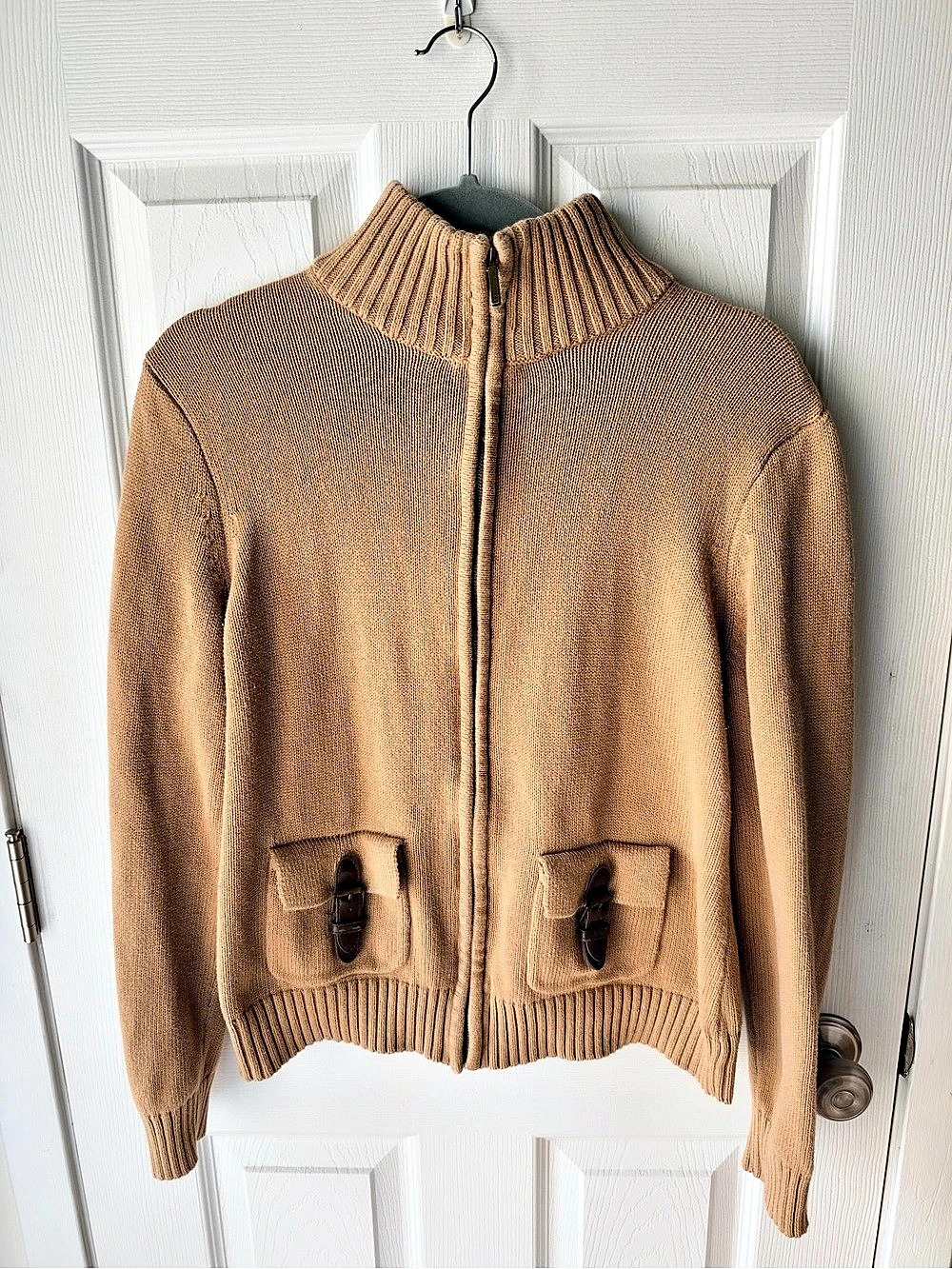 Chaps Brown Equestrian Western Style Zip-Up Sweater Size XL